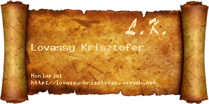 Lovassy Krisztofer névjegykártya